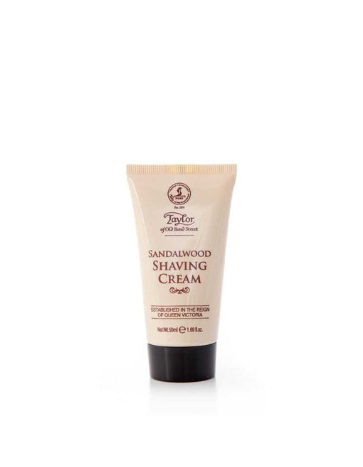 Tube of Taylor of Old Bond Street Sandalwood Shaving Cream on a white background