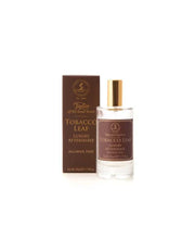 Bottle and box of Taylor of Old Bond Street Tobacco Leaf Luxury Aftershave on a white background