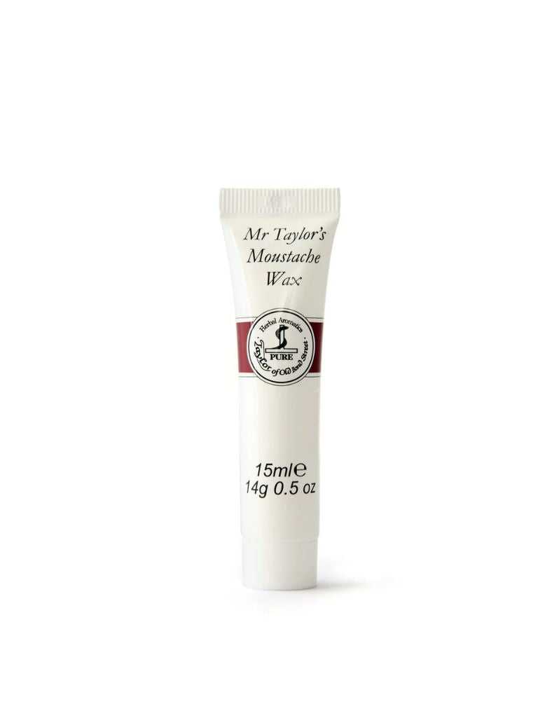Taylor of Old Bond Street Mr Taylor's Moustache Wax 15ml – compact white tube, 14g, herbal formula, pure ingredients