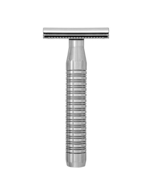 Goodfellas Smile Lybra stainless steel safety razor with dual plate design and EcoPolish finish