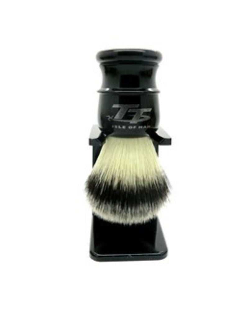 Simpson Limited Edition Petrol Head Shaving brush with black handle and stand