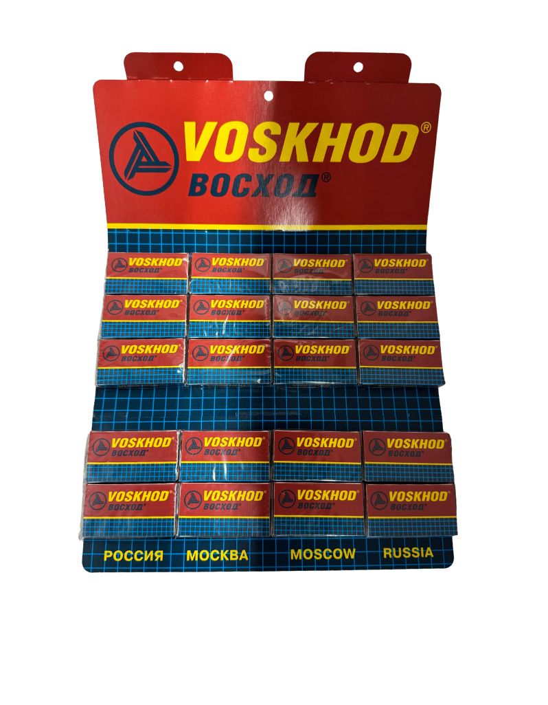 Voskhod razor blades display box