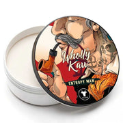 Wholly Kaw Entropy Man with Siero base soap. Tobacco and vetiver scent in red jar, made with donkey milk and nourishing natural ingredients