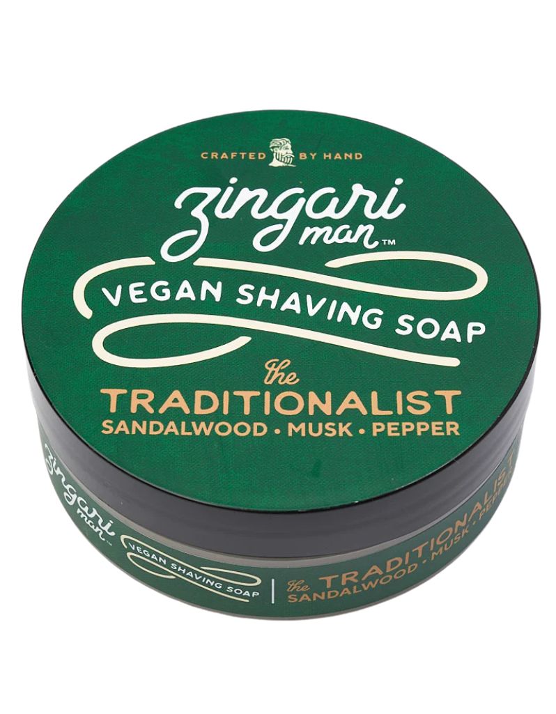Zingari Man - Vegan Shaving Soap - Traditionalist in a green low profile jar