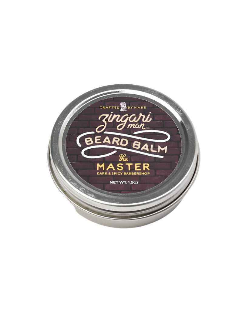 Zingari Men Beard Balm container on a white background. Nutrient Rich oils for your beard