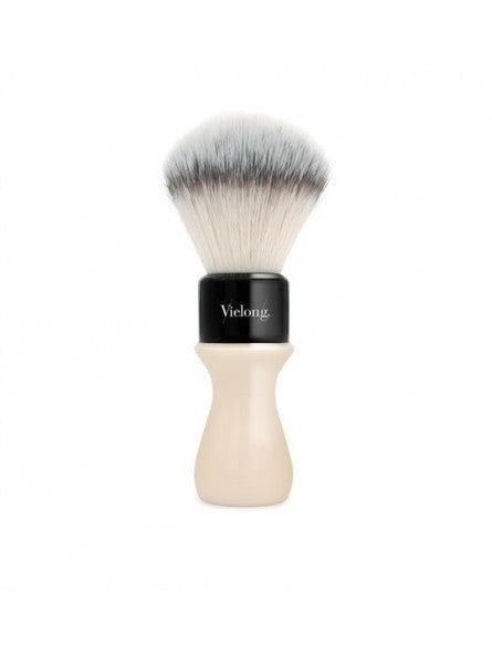 Vielong American Barber Fibersoft Synthetic Hair Shaving Brush with Ivory Black Handle - New England Shaving Company