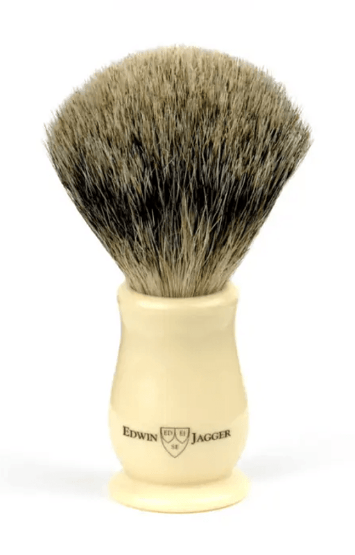 Edwin Jagger - IVCSBBB Chatsworth Imitation Ivory Best Badger Shaving Brush, Medium - New England Shaving Company