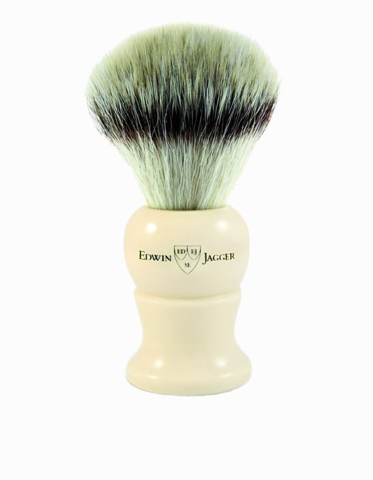 Edwin Jagger - 3EJ287SYNST English Shaving Brush, Imitation Ivory with Synthetic Silver Tip Fiber, Large - New England Shaving Company