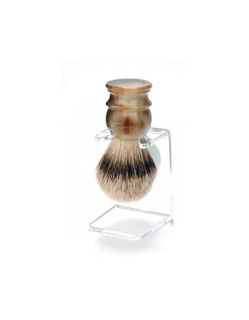 Edwin Jagger - 1EJ462SDS English Shaving Brush, Imitation Light Horn with Silver Tip Badger, Medium with Stand