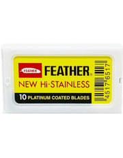 Feather Hi-Stainless double edge razor blades packaging