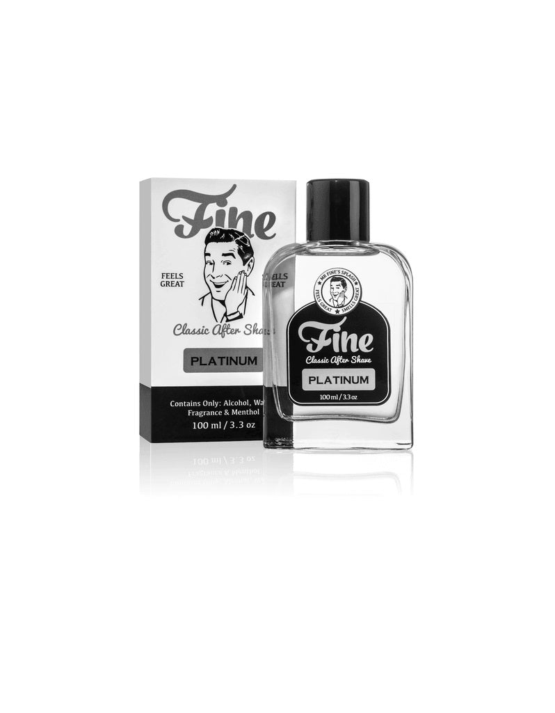 Fine Aftershave 100ml with spicy pineapple and smoky oakmoss scent, refreshing menthol splash, and elegant glass bottle