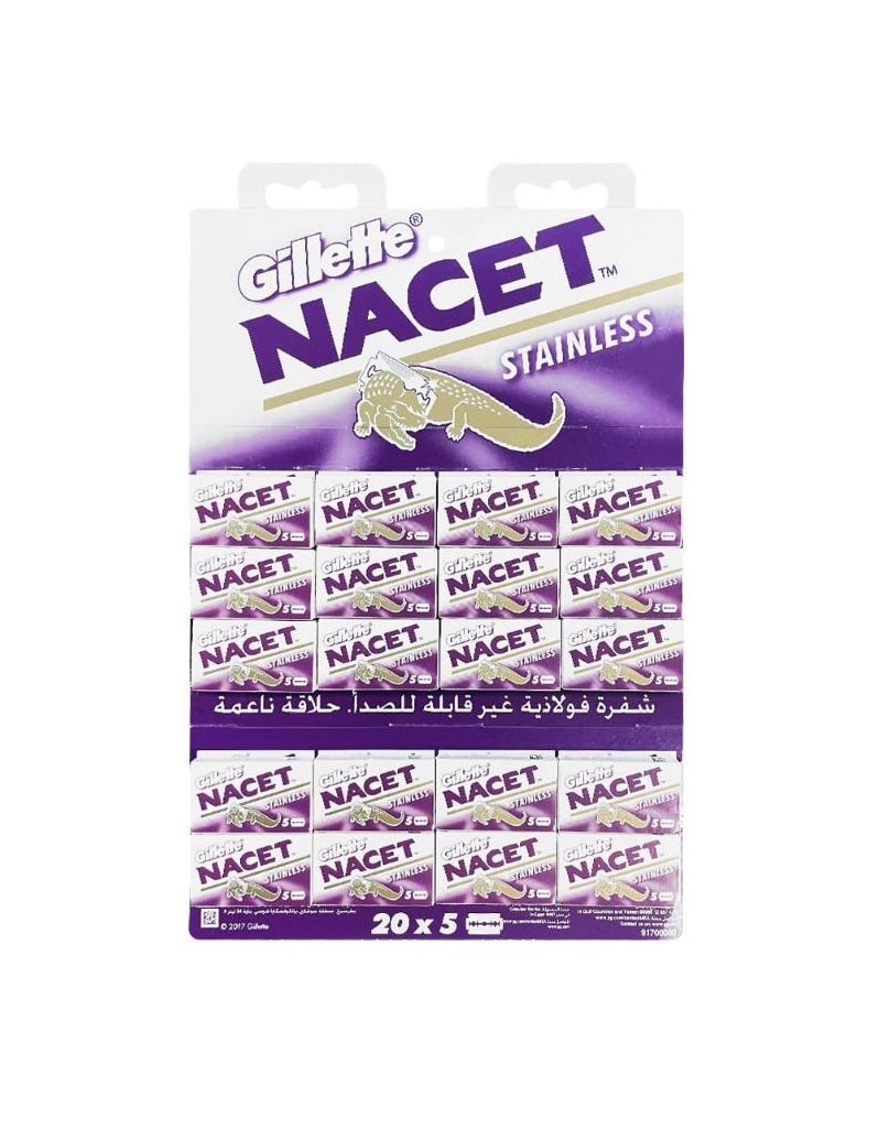 Gillette Nacet stainless razor blades pack for grooming
