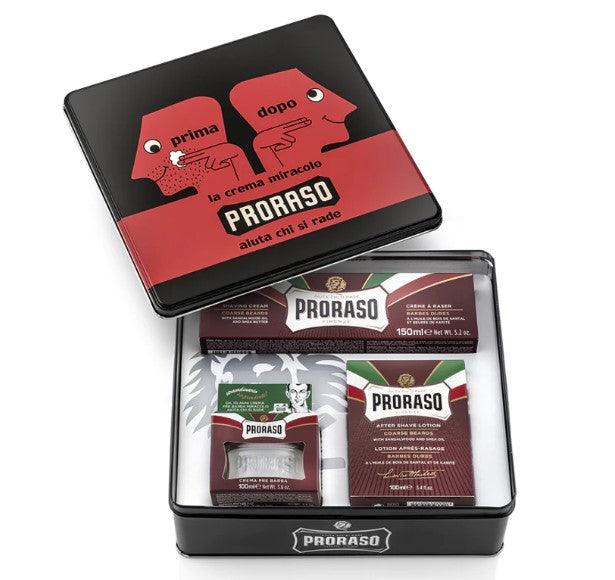 Proraso Vintage Gift Tin: Prima Dopo - Nourishing for Coarse Beards - Red - New England Shaving Company