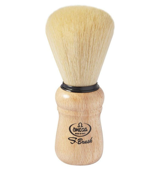 Omega - S10005 Synthetic Fiber Shaving Brush - Beech Wood Handle - New England Shaving Company
