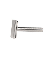 Henson Ti22 Titanium Safety Razor on, raw titanium body, and precise blade gap for smooth and stable shaving