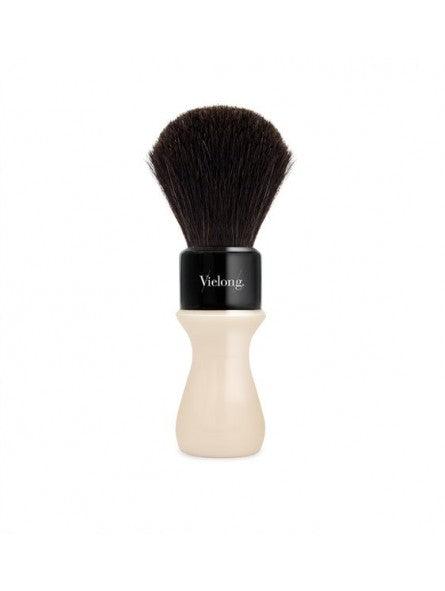 Vielong American Barber Black Horsehair Shaving Brush with Ivory Black Handle - New England Shaving Company