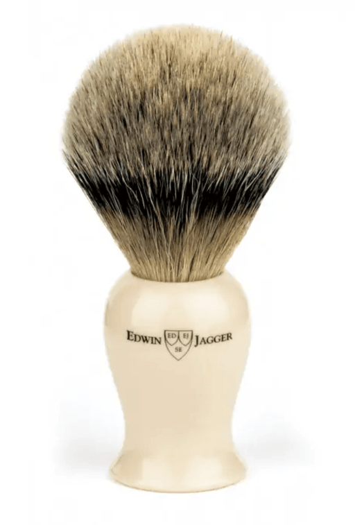 Edwin Jagger - IVPSBBB Plaza Imitation Ivory Best Badger Shaving Brush, Medium - New England Shaving Company