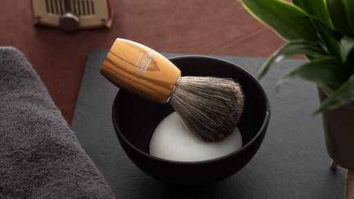Dovo - Pure Badger Shaving Brush, Olive Wood - New England Shaving Company