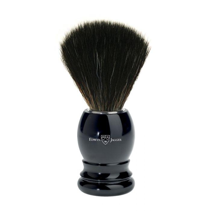Edwin Jagger - 21P26 Imitation Ebony Black Synthetic Shaving Brush, Medium - New England Shaving Company