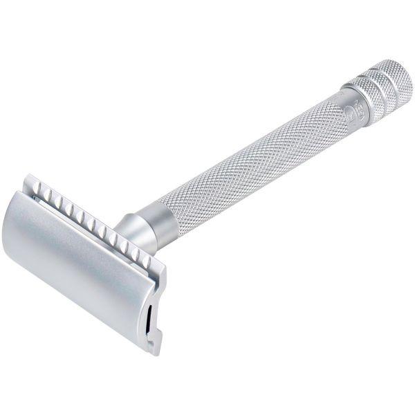 Merkur - 22C Long Handle Safety Razor, Matt Chrome Handle - New England Shaving Company