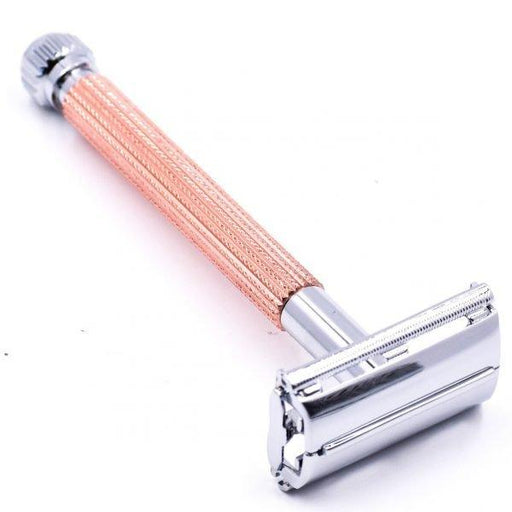 Parker - Long Handle Butterfly Safety Razor 29L - Rose Gold - New England Shaving Company