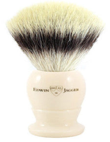 Edwin Jagger - 3EJ877SYNST English Shaving Brush, Imitation Ivory with Synthetic Silvertip Fiber, Large