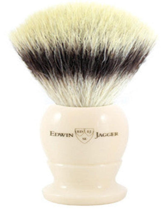 Edwin Jagger - 3EJ877SYNST English Shaving Brush, Imitation Ivory with Synthetic Silvertip Fiber, Large - New England Shaving Company