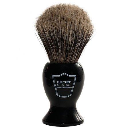 Parker - Black Handle Pure Badger Brush with Stand - New England Shaving Company