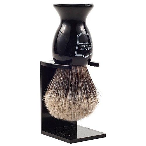 Parker - Black Handle Pure Badger Brush with Stand - New England Shaving Company