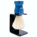 Parker - Blue Wood Handle Boar Brush with Stand - New England Shaving Company