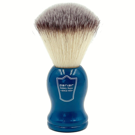 Parker - Blue Wood Handle Synthetic Brush with Stand - New England Shaving Company