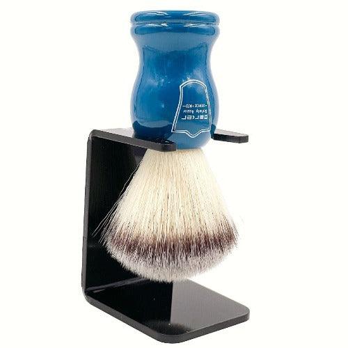 Parker - Blue Wood Handle Synthetic Brush with Stand - New England Shaving Company