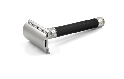 Edwin Jagger - DESGA6BL 3ONE6 Stainless Steel Black Double Edge Safety Razor - New England Shaving Company