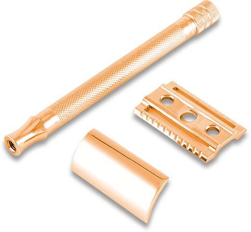 Merkur - 24 Extra Long Handle Safety Razor - Rose Gold - New England Shaving Company