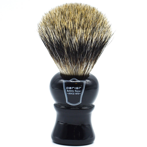 Parker - Ebony Handle Pure Badger Brush with Stand - New England Shaving Company