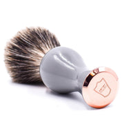 Parker - Gray and Rose Gold Handle Pure Badger Brush with Stand - New England Shaving Company