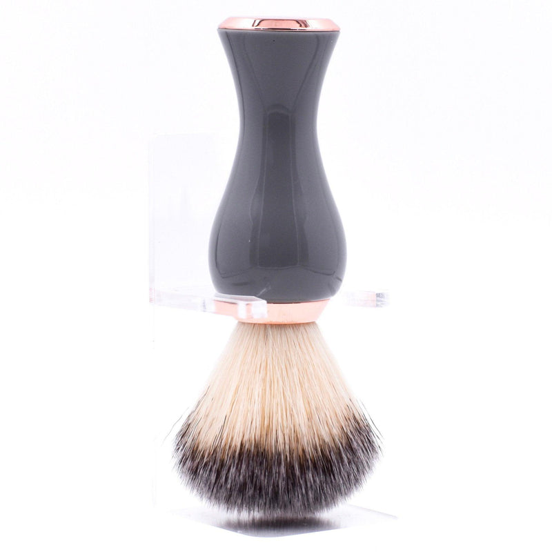 Parker - Gray and Rose Gold Handle Synthetic Brush with Stand - New England Shaving Company