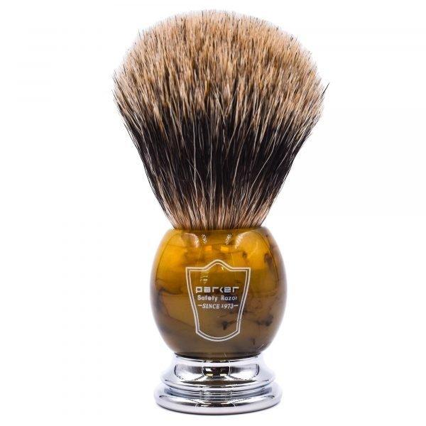 Parker - Faux Horn Handle Pure Badger Brush with Stand - New England Shaving Company