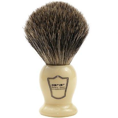 Parker - Ivory Handle Pure Badger Shaving Brush with Stand - New England Shaving Company