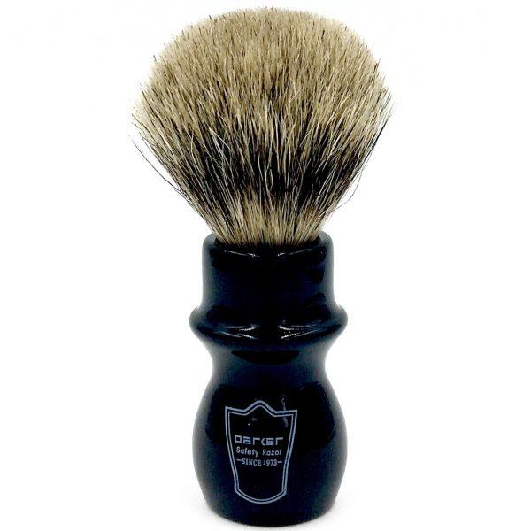 Parker - Black Mug Pure Badger Brush with Stand - New England Shaving Company