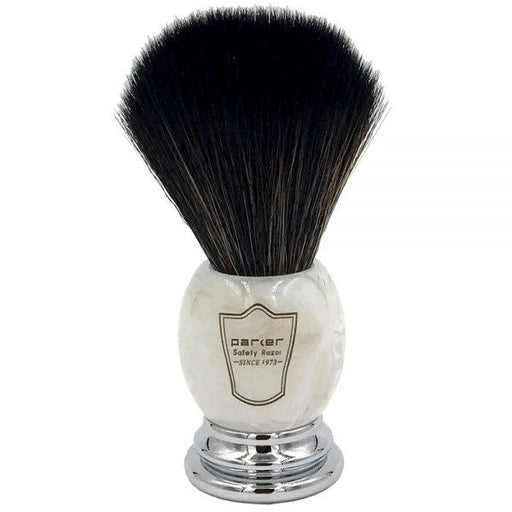 Parker - Marbled Ivory Handle Synthetic Brush with Stand - New England Shaving Company