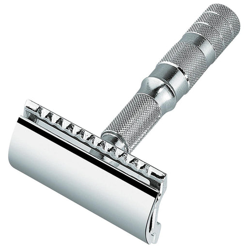 Merkur Travel Double Edge Safety Razor & Black Leather Case - New England Shaving Company