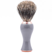 Elegant gray colored with rose god details, long handles badger brush.