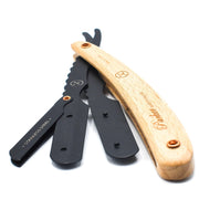Parker - Professional Barber Razor Shavette SRP, Contoured Pine Wood - New England Shaving Company