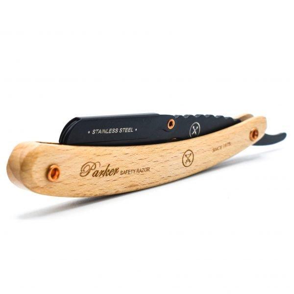Parker - Professional Barber Razor Shavette SRP, Contoured Pine Wood - New England Shaving Company