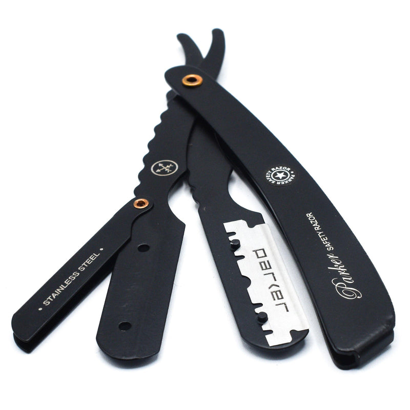 Parker - Professional Barber Razor Shavette SRXBLK, Black - New England Shaving Company