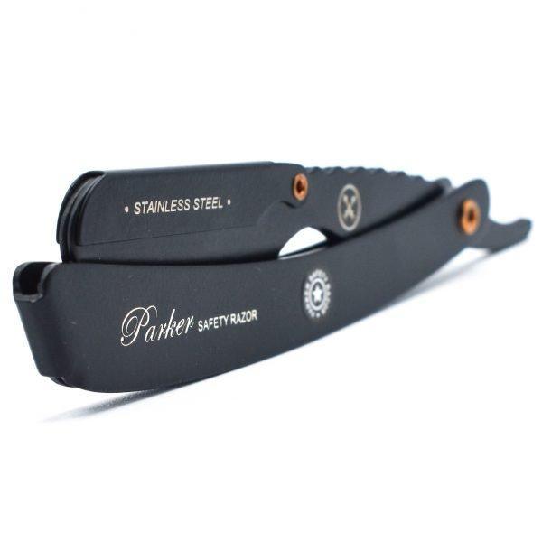 Parker - Professional Barber Razor Shavette SRXBLK, Black - New England Shaving Company