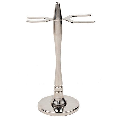 Parker - Stainless Steel Modern 2 Prong Razor and Brush Stand - New England Shaving Company