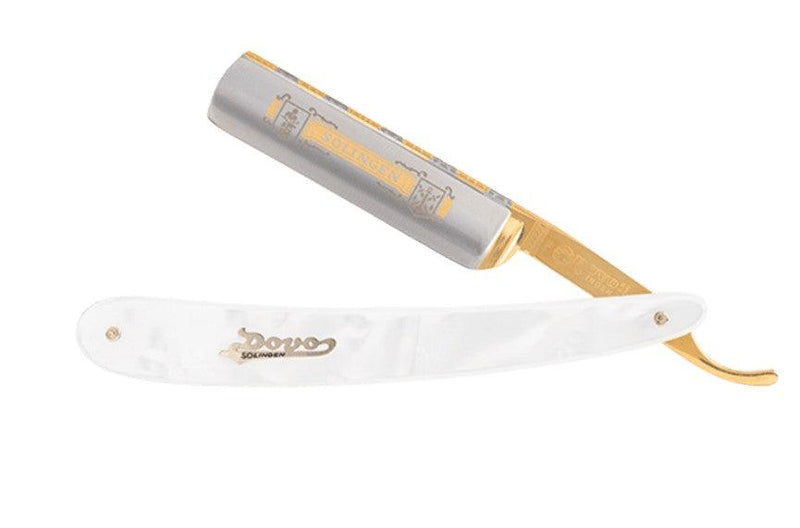Dovo - Straight Razor, Imitation Pearl Handle, Round Point, 5/8" - New England Shaving Company