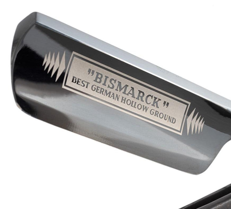 Dovo - "Bismark" Oxidized Straight Razor, Ebony Handle, Round Point, 6/8" - New England Shaving Company